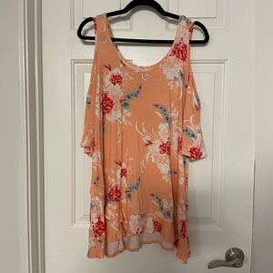 Torrid Super Soft cold shoulder top - peach floral